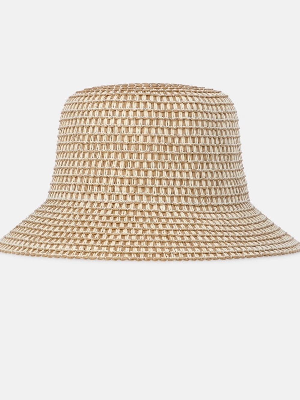 Time and Tru Straw Bucket Hat - Brown/Tan/Cream Adjustable One Size